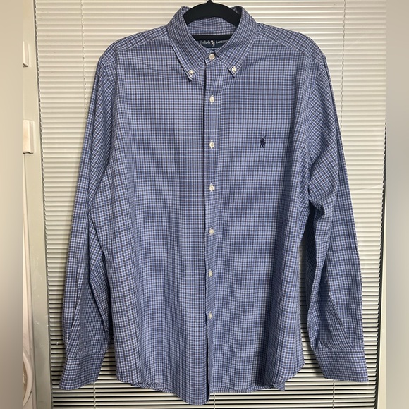 VTG Ralph Lauren Blue Casual Button Down Classic Fit Shirt, Men’s Size 16 - Picture 1 of 7